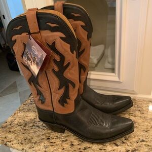 Old West Black and Tan Heeled Boots